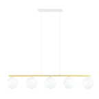 Hanglamp gepoedercoat staal en glas Allora modern wit met goud, 5 lichtpunten E14 – 105 x 100 cm