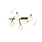 Plafondlamp gepoedercoat staal en glas Smart modern zwart met witte kappen, 67 x 25 cm, 5 fittingen