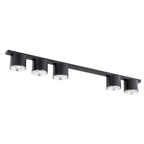 Plafondlamp zwart gepoedercoat staal minimalistisch Nano, 5 spots, 116 cm breed, voor woonkamer of hal