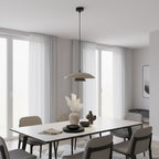Hanglamp Babel gepoedercoat staal, Scandinavisch, beige met zwart, Ø 30 cm, boven eettafel of keukeneiland
