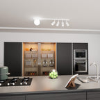 Plafondlamp Baster 5 gepoedercoat staal en glas, modern, wit, met 5 fittingen, breedte 90 cm