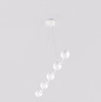Hanglamp gepoedercoat staal modern wit, 5 lichtpunten met bolkappen, 110 x 10 x 120 cm, eettafel en keuken