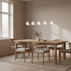 Hanglamp gepoedercoat staal modern wit, 5 lichtpunten met bolkappen, 110 x 10 x 120 cm, eettafel en keuken