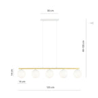 Hanglamp gepoedercoat staal en glas Allora modern wit met goud, 5 lichtpunten E14 – 105 x 100 cm