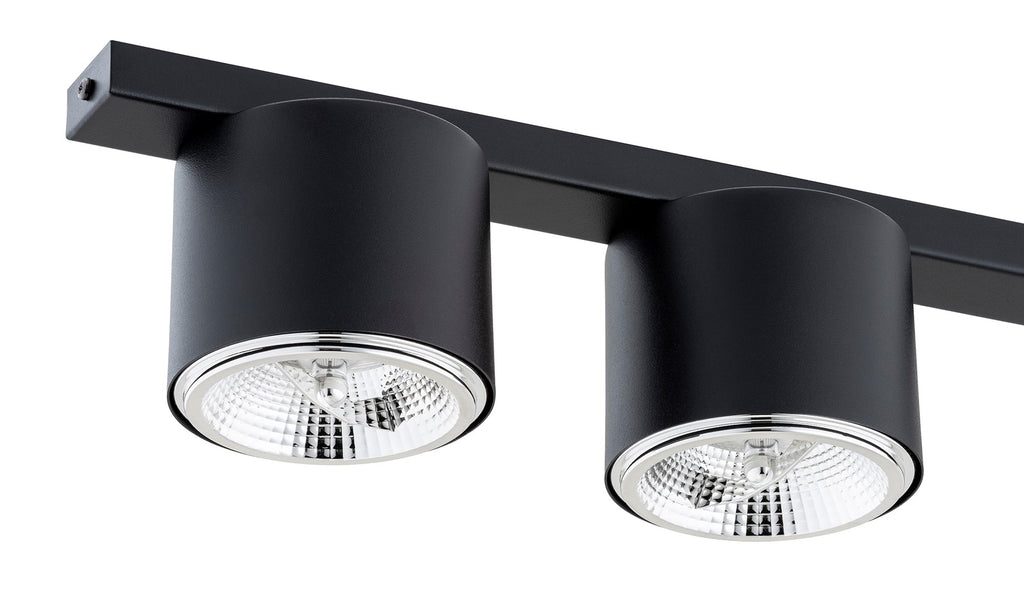 Plafondlamp zwart gepoedercoat staal minimalistisch Nano, 5 spots, 116 cm breed, voor woonkamer of hal
