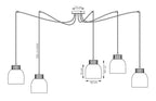 Hanglamp 5 lichts gepoedercoat staal en hout Kru Scandinavisch, beige, hoogte verstelbaar, spider-ophanging