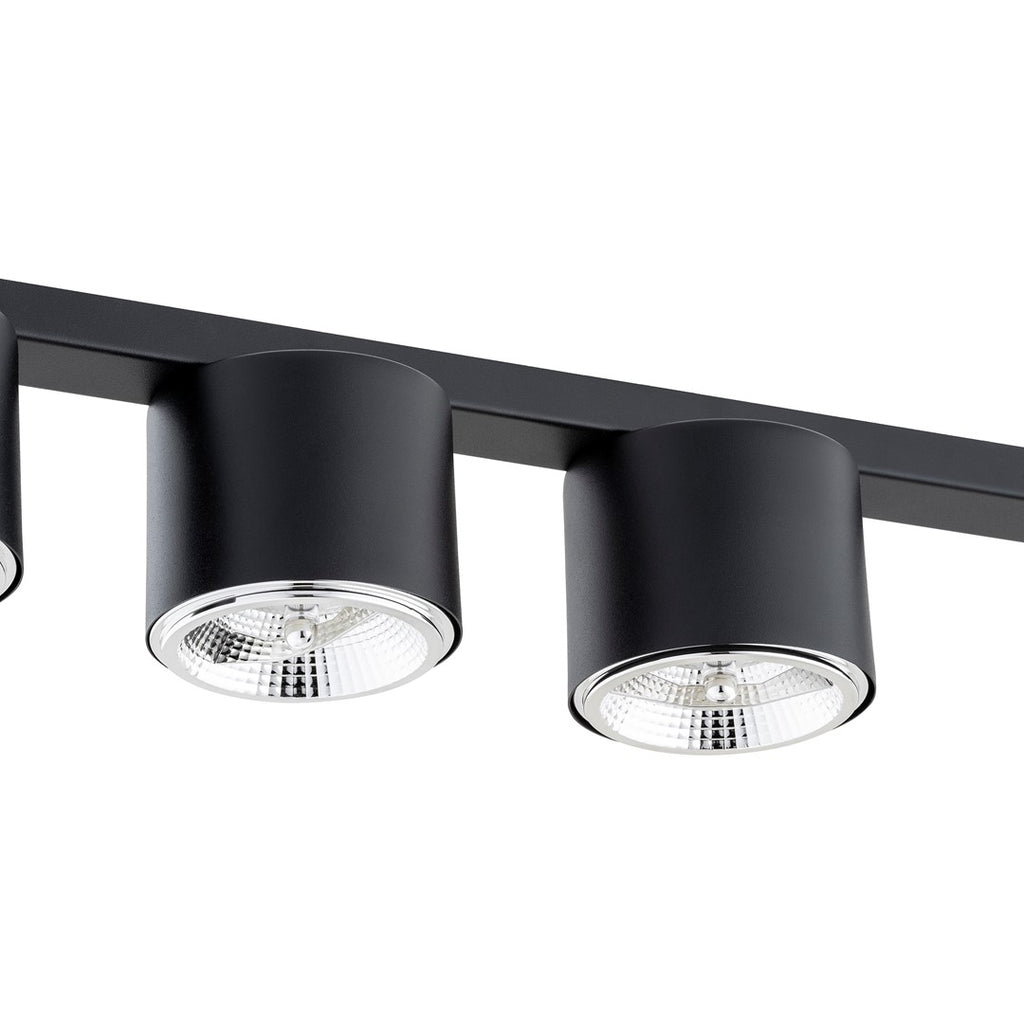 Plafondlamp zwart gepoedercoat staal minimalistisch Nano, 5 spots, 116 cm breed, voor woonkamer of hal