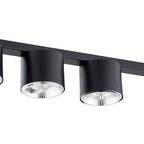 Plafondlamp zwart gepoedercoat staal minimalistisch Nano, 5 spots, 116 cm breed, voor woonkamer of hal