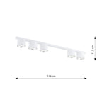 Plafondlamp staal minimalistisch Nano wit, 5 lichtpunten, 116 cm breed, voor woonkamer of hal