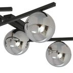 Plafondlamp staal Smart 5 modern zwart met grafiet glazen kappen, 67 cm breed, 5 x E14