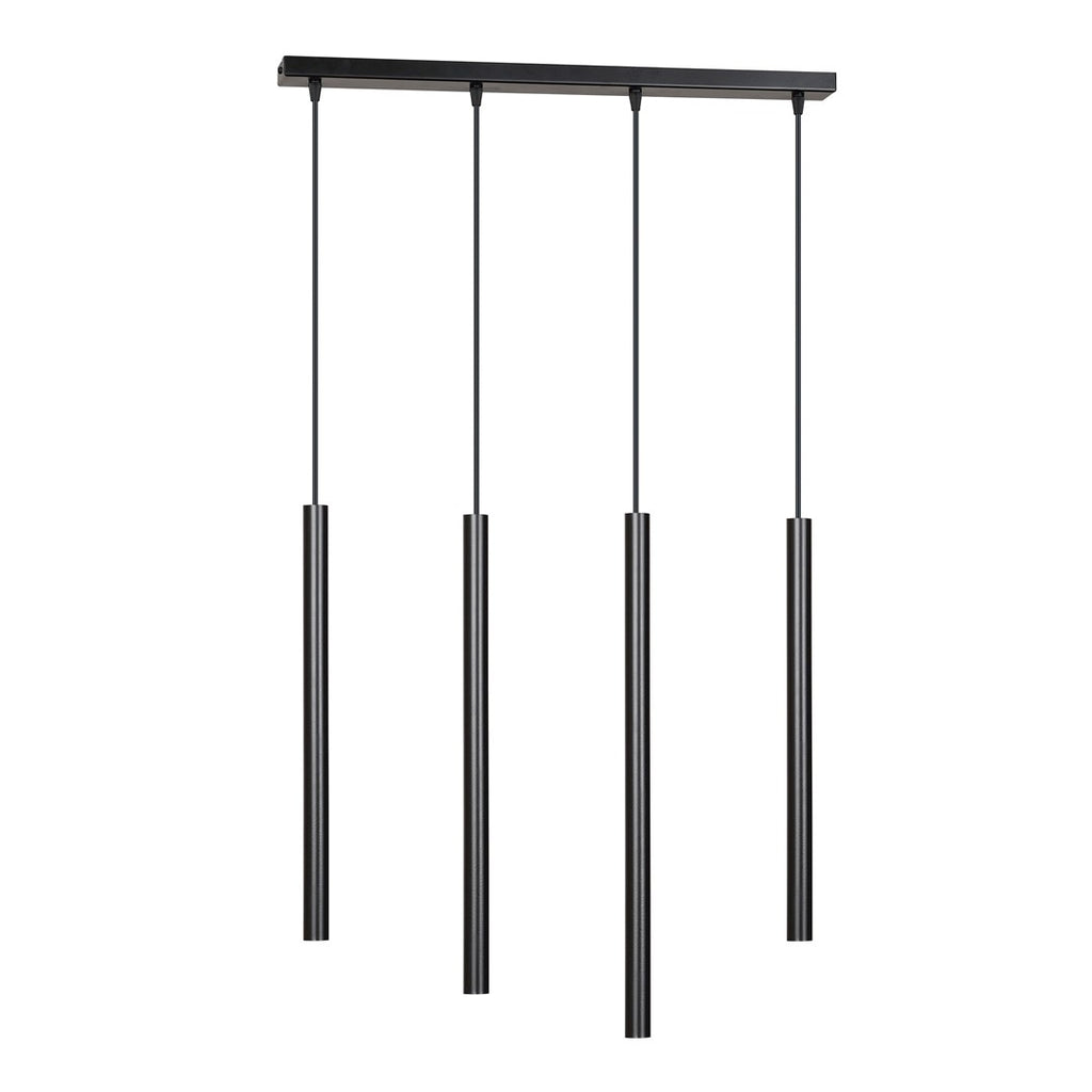 Hanglamp Selter 4 lichts gepoedercoat staal mat zwart, minimalistisch, breedte 60 cm, verstelbare hoogte