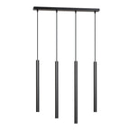 Hanglamp Selter 4 lichts gepoedercoat staal mat zwart, minimalistisch, breedte 60 cm, verstelbare hoogte