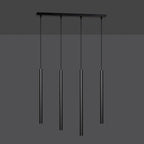 Hanglamp Selter 4 lichts gepoedercoat staal mat zwart, minimalistisch, breedte 60 cm, verstelbare hoogte