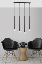 Hanglamp Selter 4 lichts gepoedercoat staal mat zwart, minimalistisch, breedte 60 cm, verstelbare hoogte