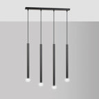 Hanglamp Selter 4 lichts gepoedercoat staal mat zwart, minimalistisch, breedte 60 cm, verstelbare hoogte