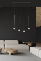 Hanglamp Selter 4 lichts gepoedercoat staal mat zwart, minimalistisch, breedte 60 cm, verstelbare hoogte