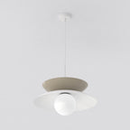 Hanglamp gepoedercoat staal en glas, Scandinavisch Nagoya, beige en wit, 41 x 41 cm, voor eettafel en slaapkamer