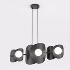 Hanglamp gepoedercoat staal modern zwart met 6 witte kapjes, 87 x 23 x 120 cm, boven eettafel of kookeiland