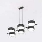 Hanglamp Drumz gepoedercoat staal zwart, 6 kappen Ø 20 cm, 100 x 46 cm, eettafel en keukeneiland