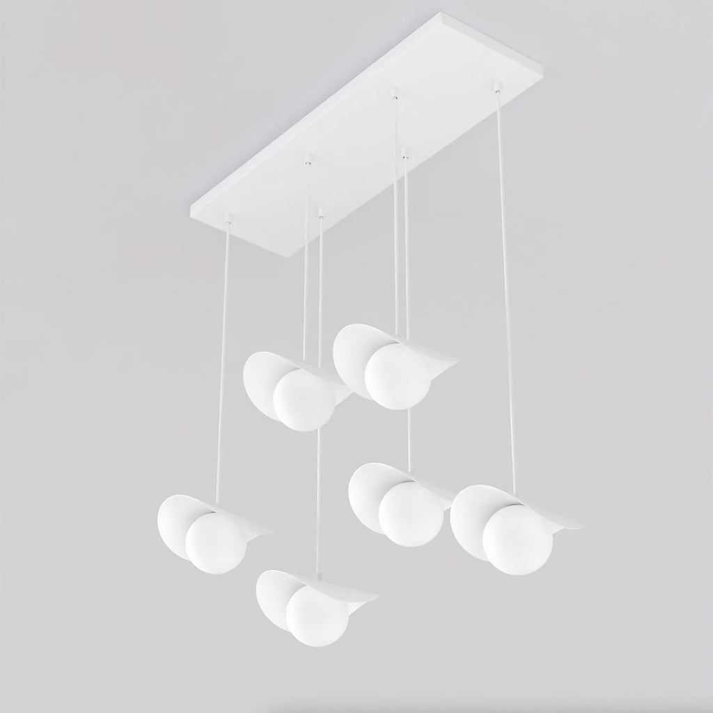 Hanglamp Ritual 6 lichts gepoedercoat staal, modern, wit – 75 x 32 cm, hoogte 120 cm, G9, eettafel