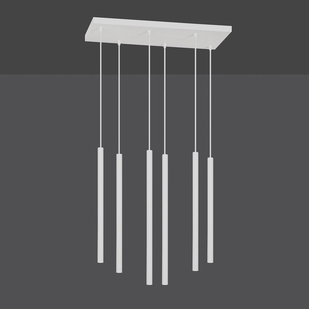 Hanglamp 6 lichts gepoedercoat staal minimalistisch wit 59 x 22 x 120 cm, G9 led, verstelbare hoogte