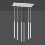 Hanglamp 6 lichts gepoedercoat staal minimalistisch wit 59 x 22 x 120 cm, G9 led, verstelbare hoogte