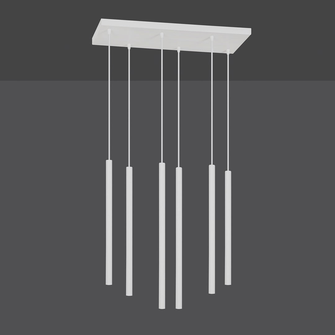 Hanglamp 6 lichts gepoedercoat staal minimalistisch wit 59 x 22 x 120 cm, G9 led, verstelbare hoogte