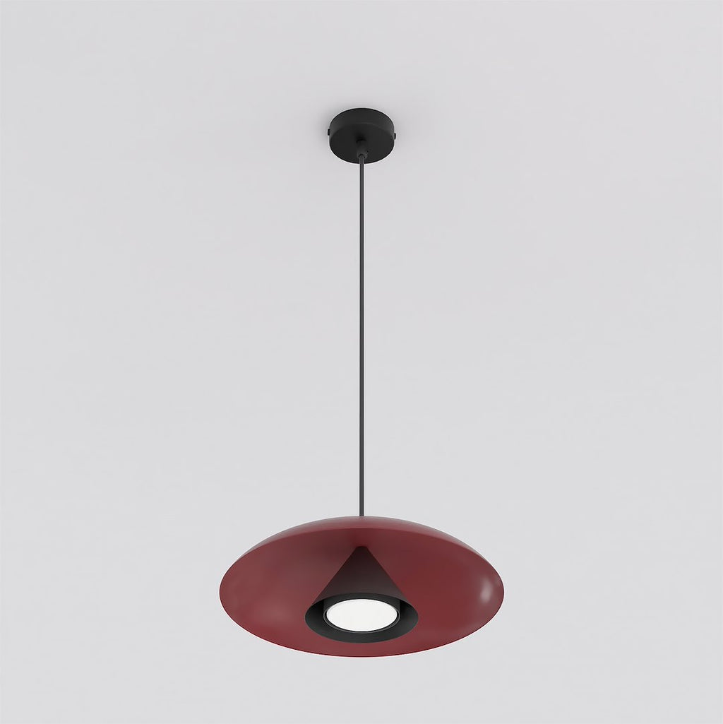Hanglamp gepoedercoat staal Babel Scandinavisch, bordeauxrood met zwart, Ø 30 cm, eettafel en keukeneiland