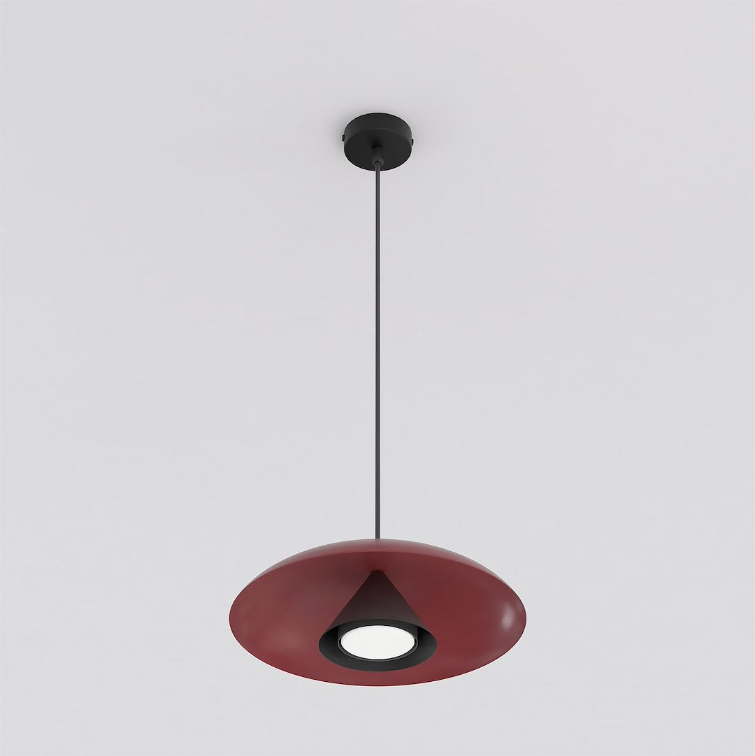 Hanglamp gepoedercoat staal Babel Scandinavisch, bordeauxrood met zwart, Ø 30 cm, eettafel en keukeneiland