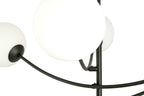 Plafondlamp gepoedercoat staal en glas Hunter 6 lichtpunten, modern, zwart met wit glas – 89 x 63 cm