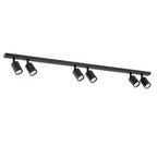 Plafondlamp staal Flash minimalistisch zwart 116 cm, 6 spots met GU10-fitting voor woonkamer of keuken