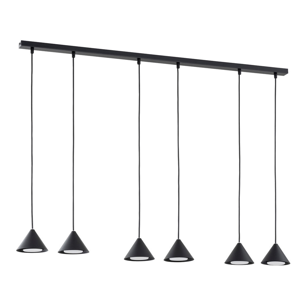 Hanglamp gepoedercoat staal Elit minimalistisch zwart, 6 lichtpunten, 116 cm breed, voor eettafel