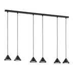 Hanglamp gepoedercoat staal Elit minimalistisch zwart, 6 lichtpunten, 116 cm breed, voor eettafel