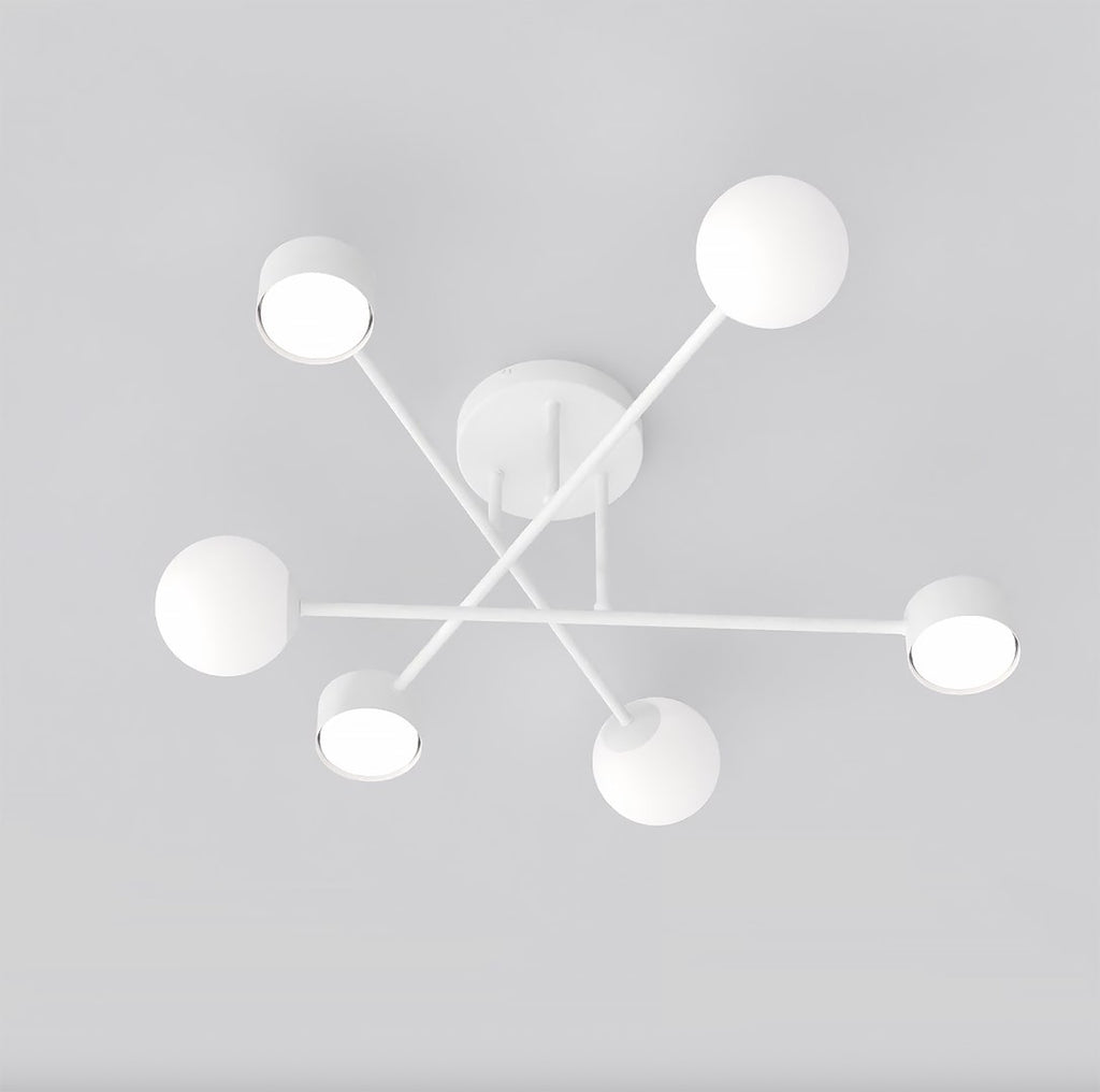 Plafondlamp wit staal Holon modern, 6 lichtpunten, 64 x 64 x 23 cm voor woonkamer, eetkamer en hal