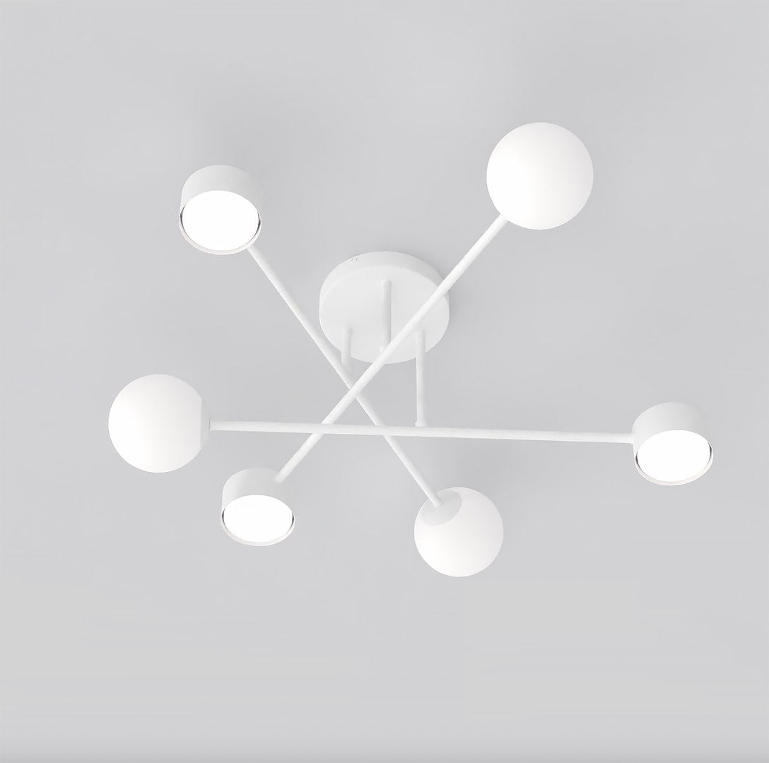 Plafondlamp wit staal Holon modern, 6 lichtpunten, 64 x 64 x 23 cm voor woonkamer, eetkamer en hal