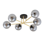 Plafondlamp gepoedercoat staal en glas Magnum glamour, grafiet en goud, 55 x 23 cm, voor eettafel of hal