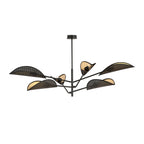 Plafondlamp gepoedercoat staal Vene zwart en goud 102 x 51 cm, 6 fittingen E14, woonkamer en slaapkamer