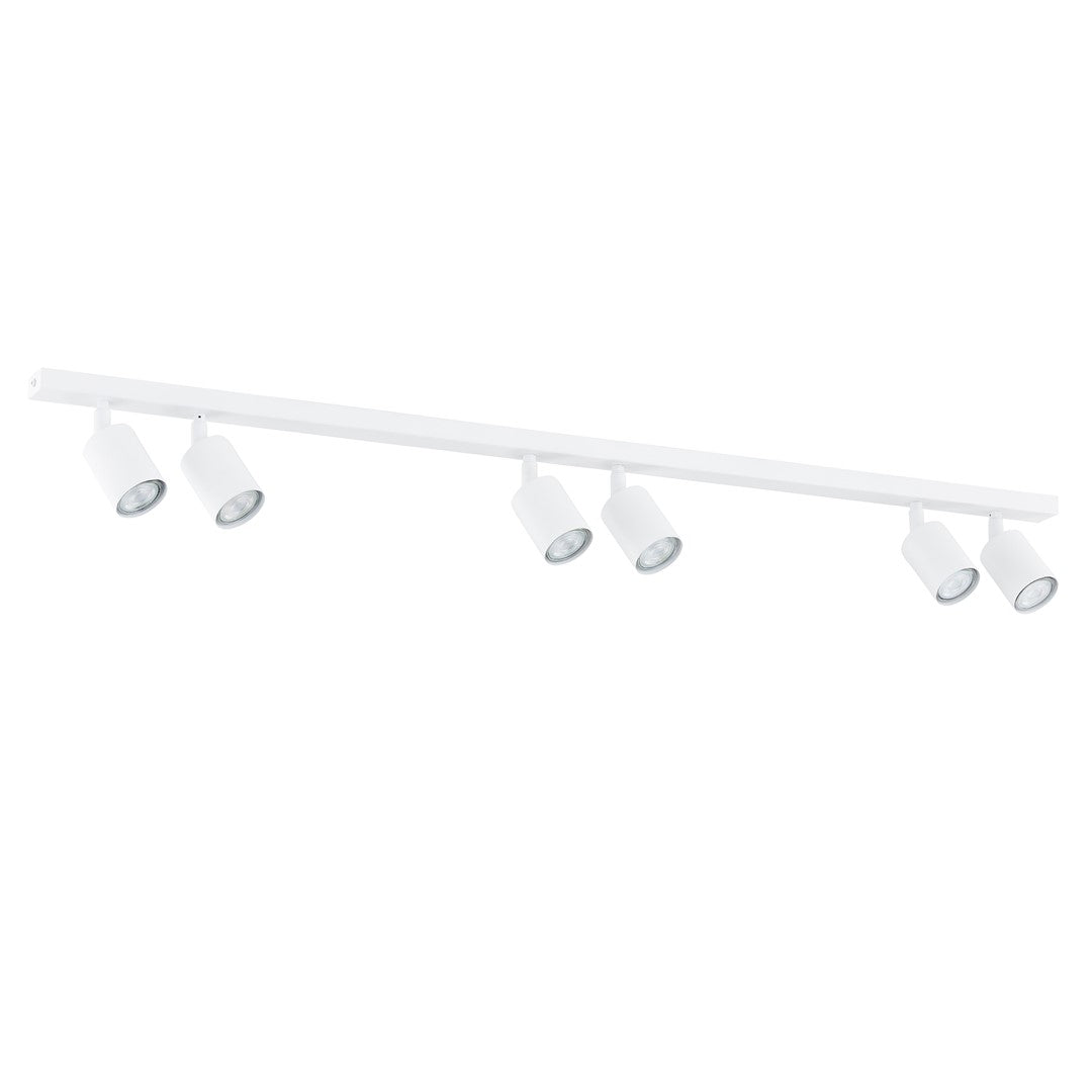 Plafondlamp gepoedercoat staal Flash minimalistisch wit, 116 x 4 x 2 cm met 6 GU10-fittingen