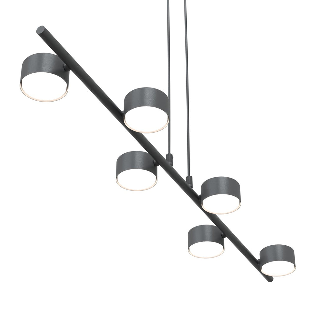 Hanglamp gepoedercoat staal Sora modern zwart 100 x 19 cm, 6 lichts, hoogte verstelbaar voor eettafel