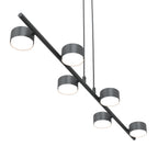 Hanglamp gepoedercoat staal Sora modern zwart 100 x 19 cm, 6 lichts, hoogte verstelbaar voor eettafel