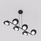 Hanglamp gepoedercoat staal Boom Scandinavisch zwart, 88 x 32 cm, 6 lichtpunten voor eettafel of keukeneiland