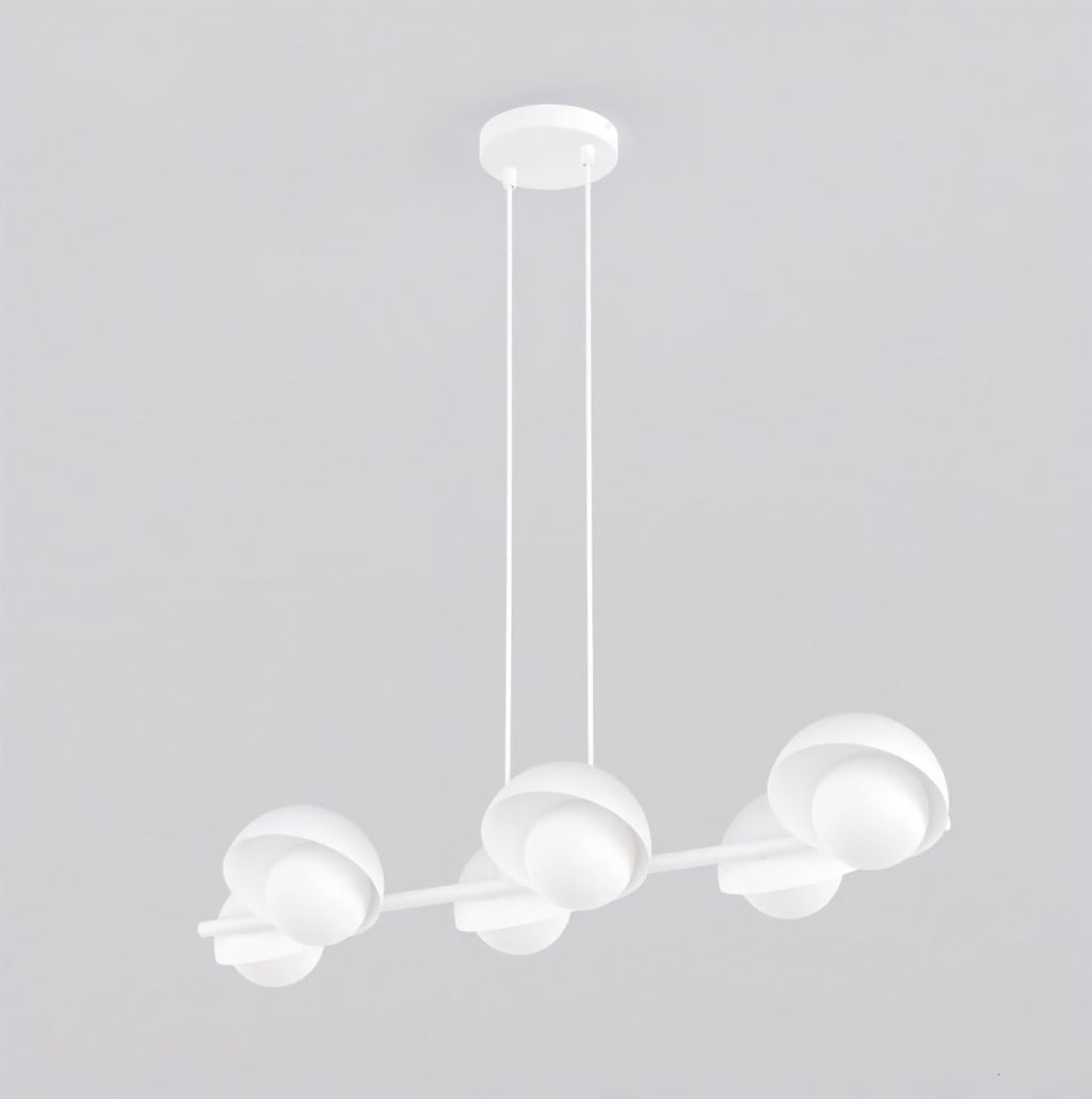 Hanglamp staal Boom Scandinavisch wit 88 x 32 x 120 cm, 6 fittingen, voor boven eettafel of kookeiland