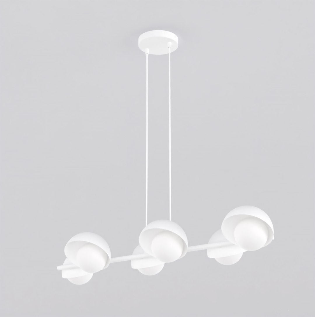 Hanglamp staal Boom Scandinavisch wit 88 x 32 x 120 cm, 6 fittingen, voor boven eettafel of kookeiland