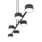 Hanglamp gepoedercoat staal Megara modern zwart 80 x 19 x 140 cm, 6 fittingen, voor eetkamer en woonkamer