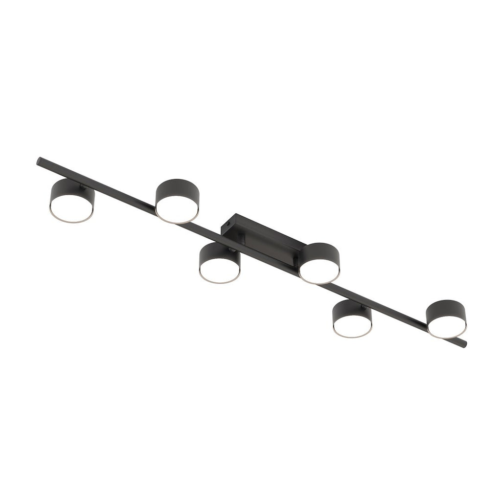 Plafondlamp gepoedercoat staal modern Bet mat zwart, 6 spots – 100 x 19 x 9 cm, voor woonkamer, keuken en hal