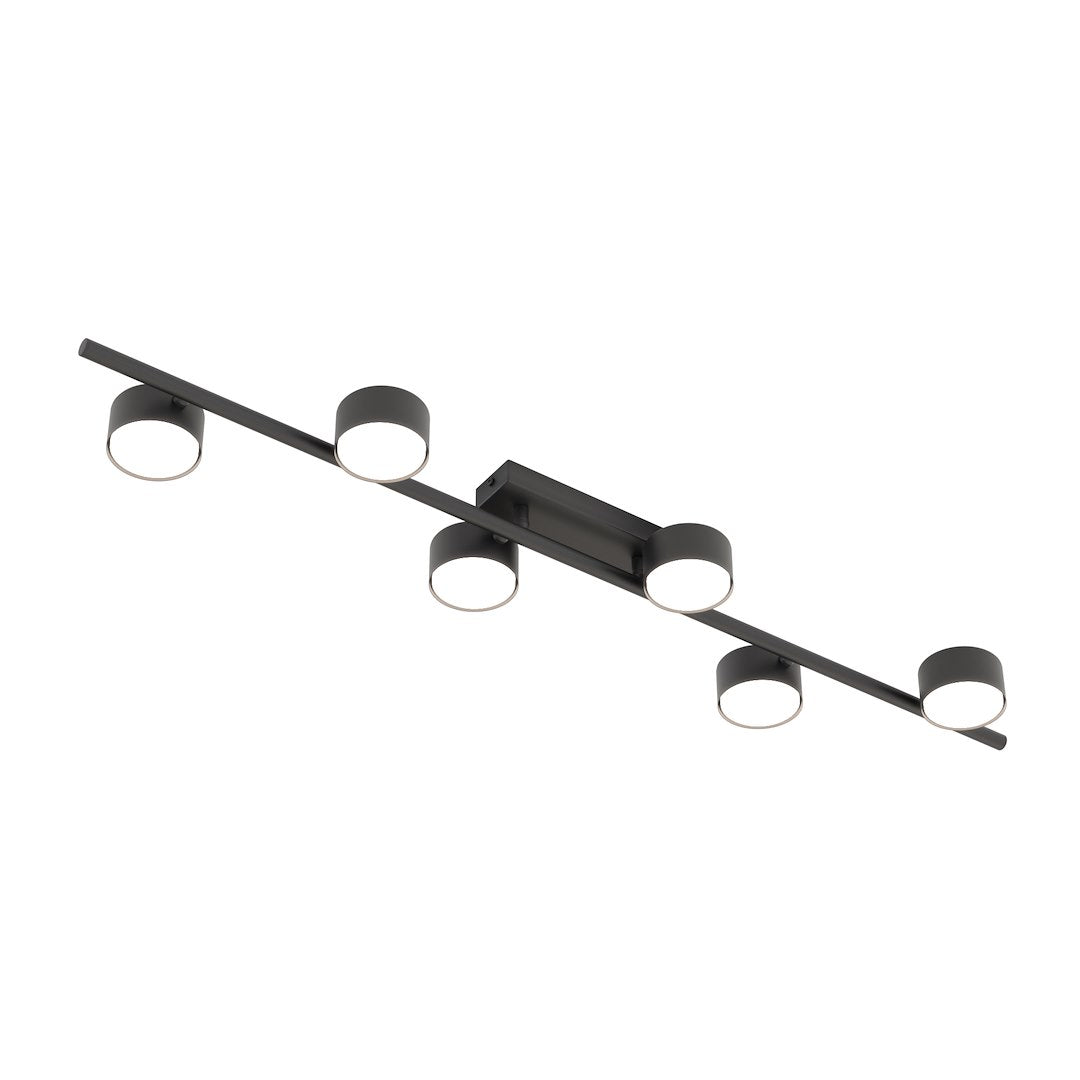Plafondlamp gepoedercoat staal modern Bet mat zwart, 6 spots – 100 x 19 x 9 cm, voor woonkamer, keuken en hal