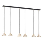 Hanglamp gepoedercoat staal minimalistisch Elit zwart en goud, 6 lichtpunten, 116 cm breed, eettafel