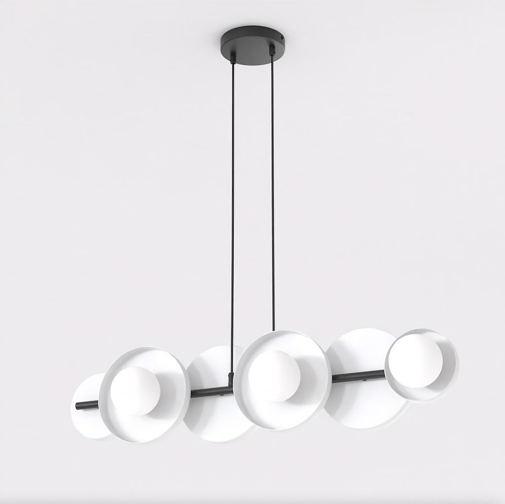 Hanglamp gepoedercoat staal minimalistisch wit met 6 lichtpunten, hoogte verstelbaar – 85 x 23 cm, eettafel