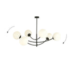 Plafondlamp gepoedercoat staal en glas Hunter 6 lichtpunten, modern, zwart met wit glas – 89 x 63 cm