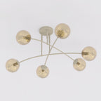 Plafondlamp gepoedercoat staal modern Pregos beige met amberkleurig glas, 6 lichtpunten E14 – 70 x 60 cm